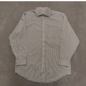 Brooks Brothers Madison Men 16-33 Button Down Shirt Blue Stripe Supima Cotton